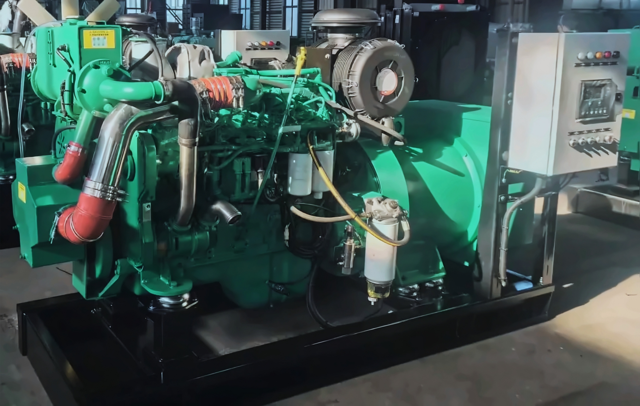 Groupe électrogène diesel industriel avec moteur, alternateur et armoire de commande